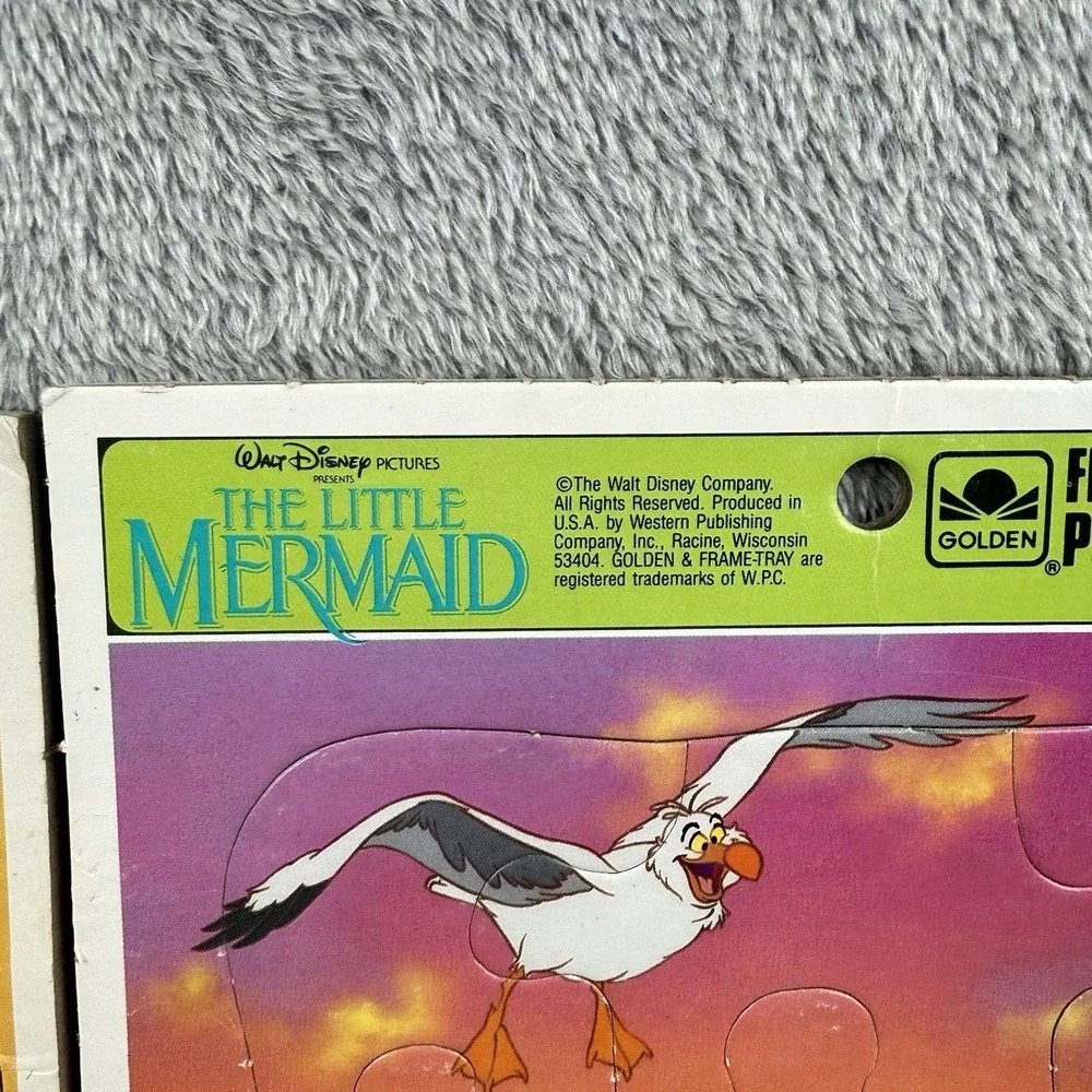 Lot of 2 Disney Frame Tray Puzzle Golden 101 Dalmatians & Little‎ Mermaid 1990s